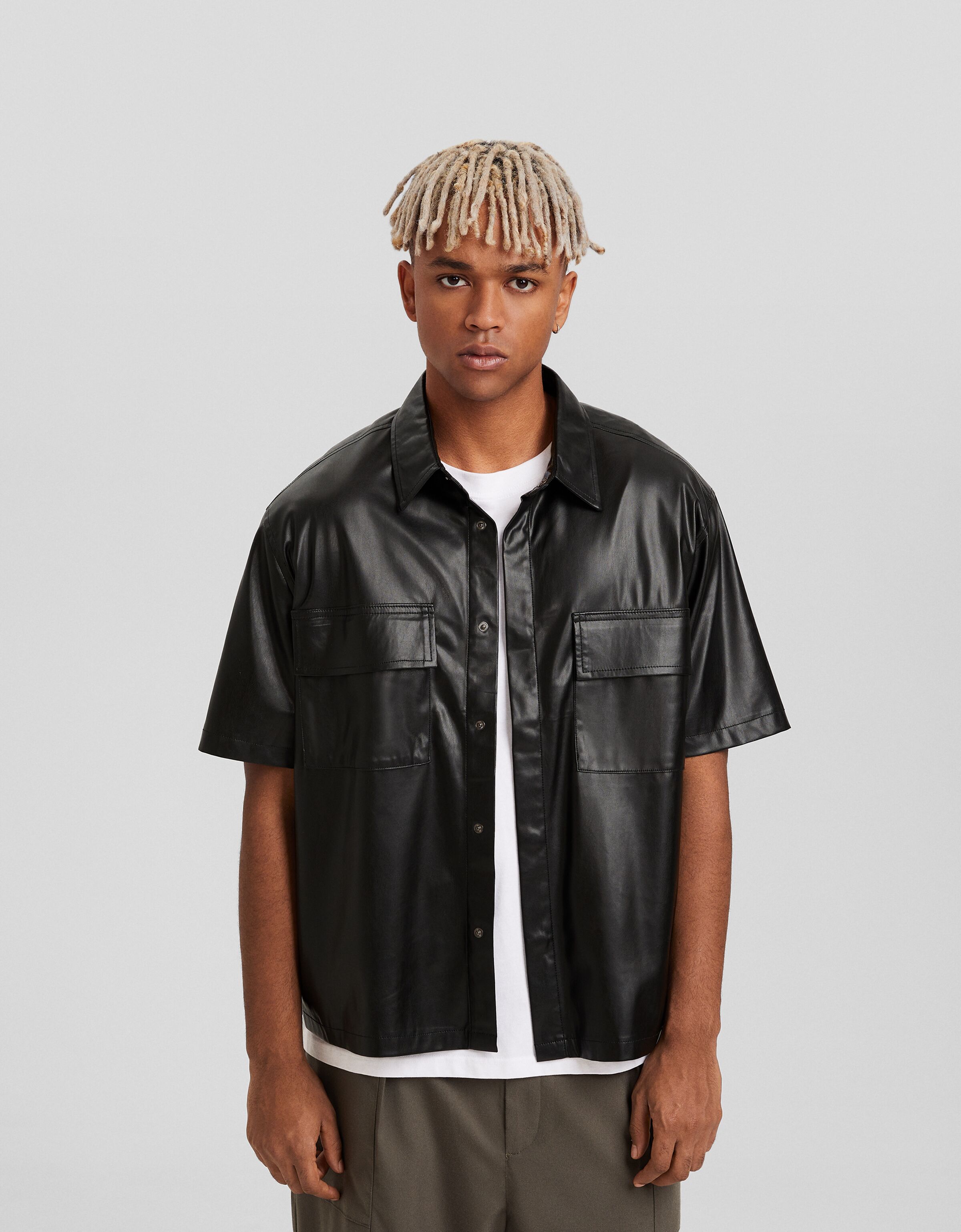 Bershka on sale leather shirt