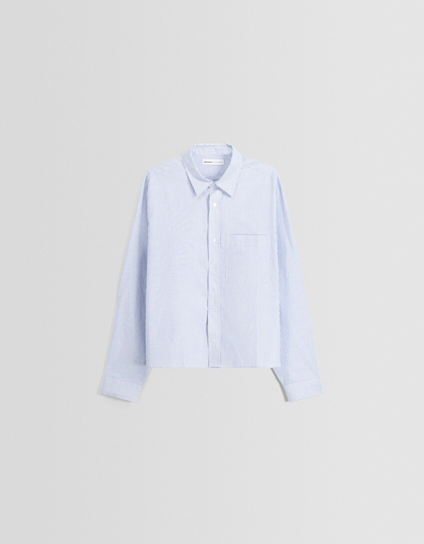 Camisa màniga llarga òxford ratlles-Blau-4