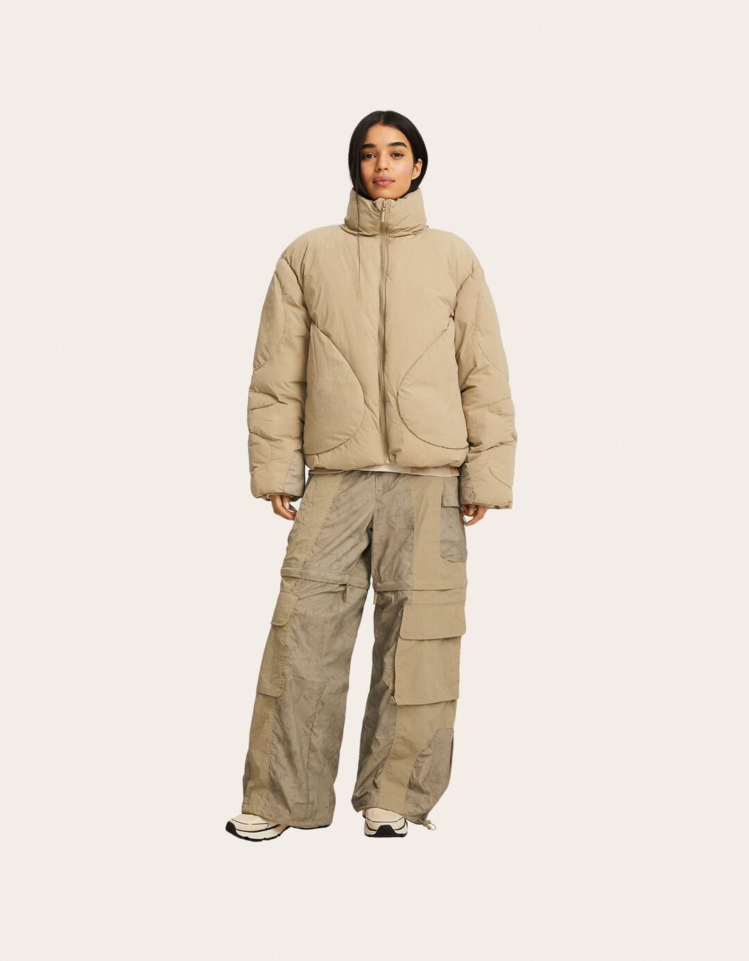 Casaco RAL7000STUDIO x BERSHKA técnico acolchoado bainha ajustável