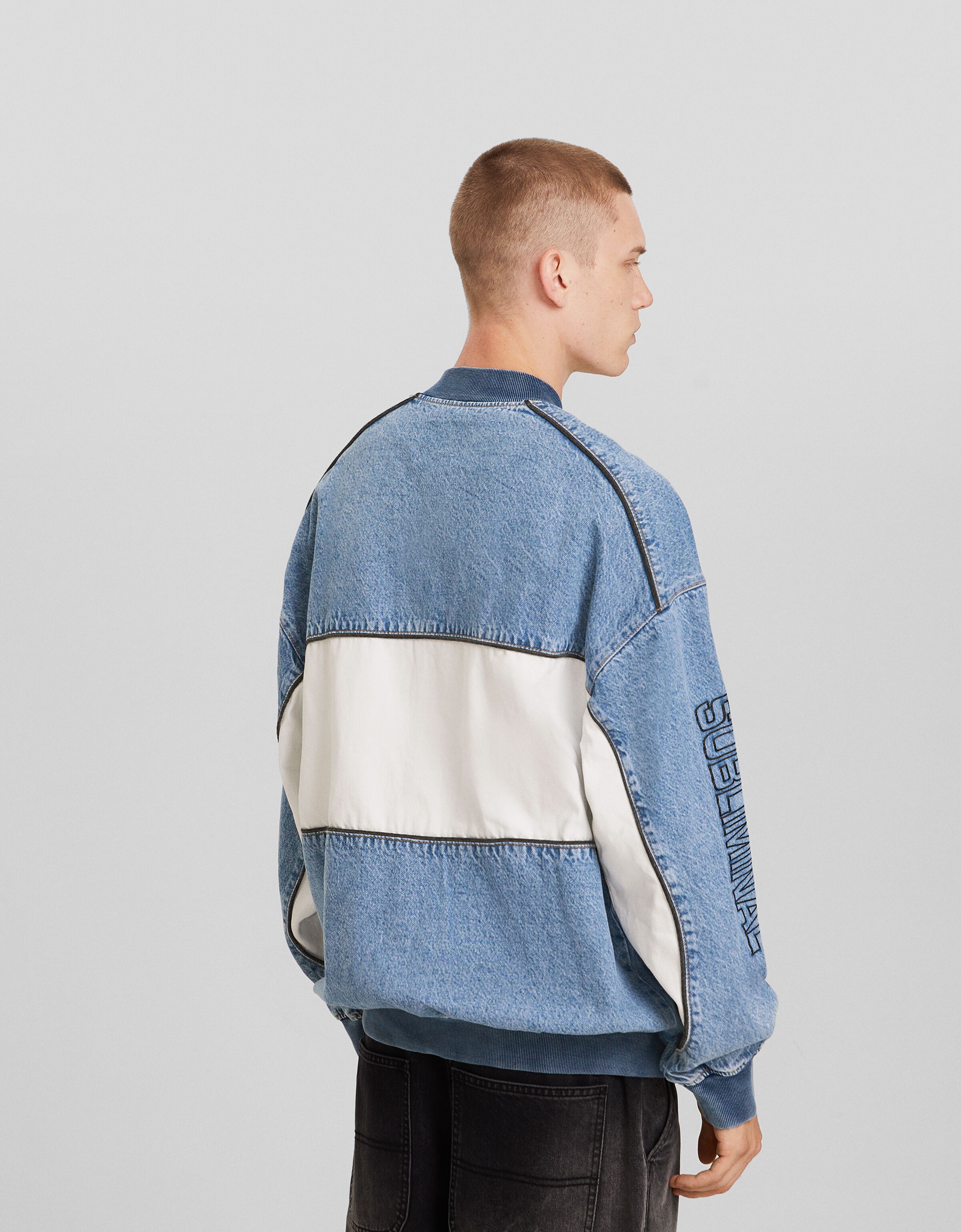 Denim hot sale jacket bomber