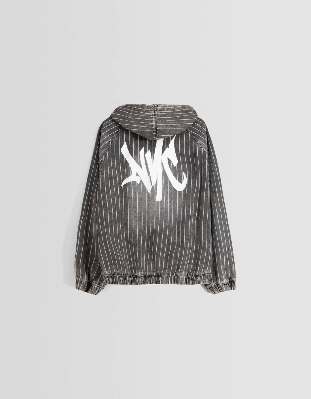 Striped hoodie denim jacket