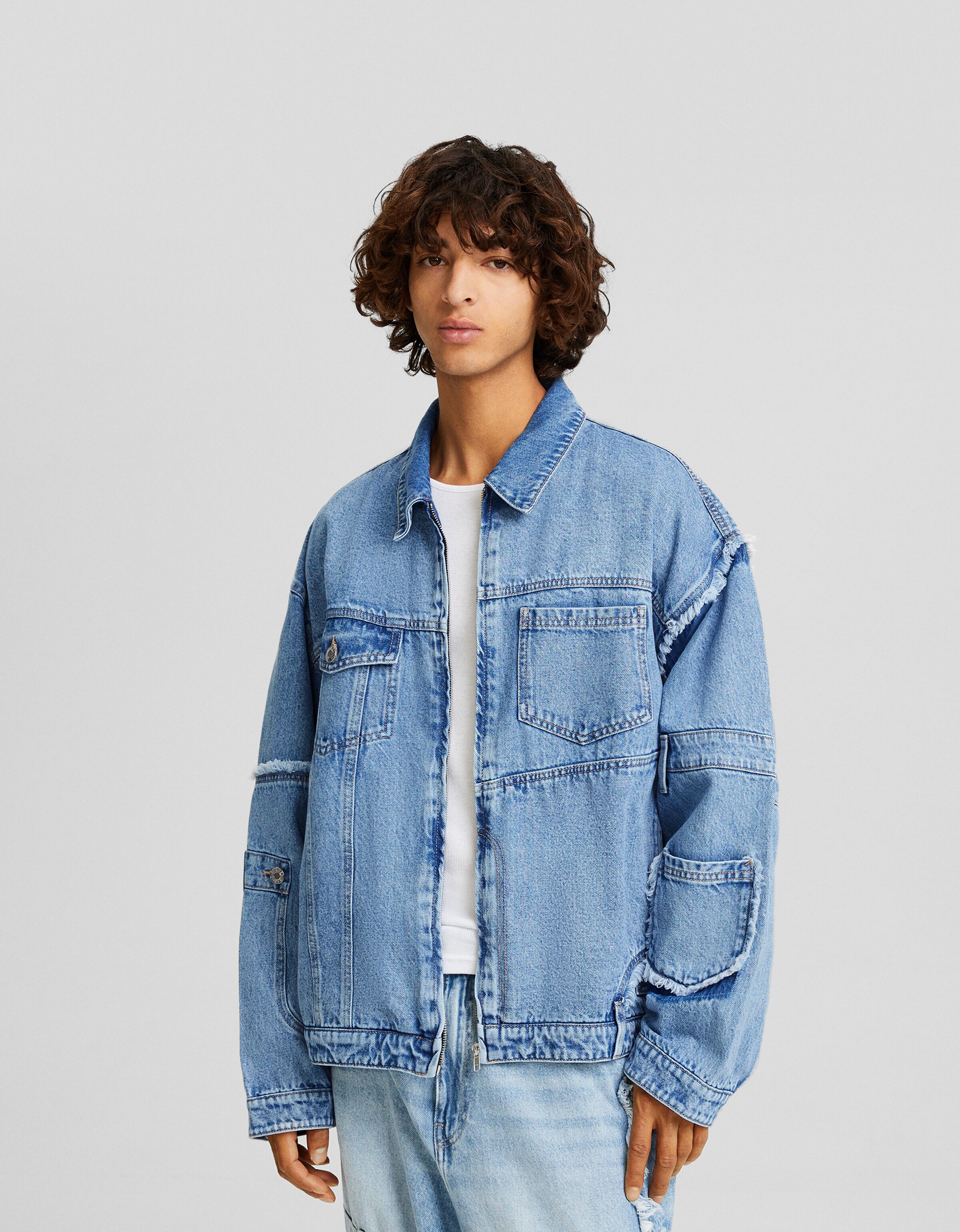 Veste en jean patchwork Homme Bershka