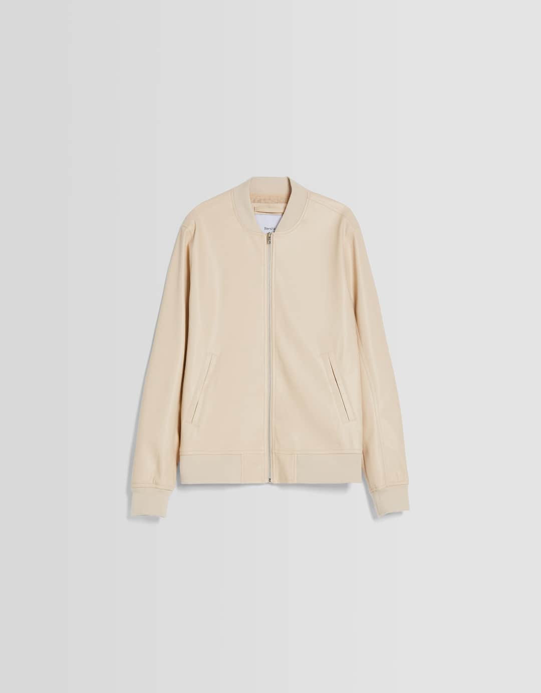 Leather-effect bomber jacket