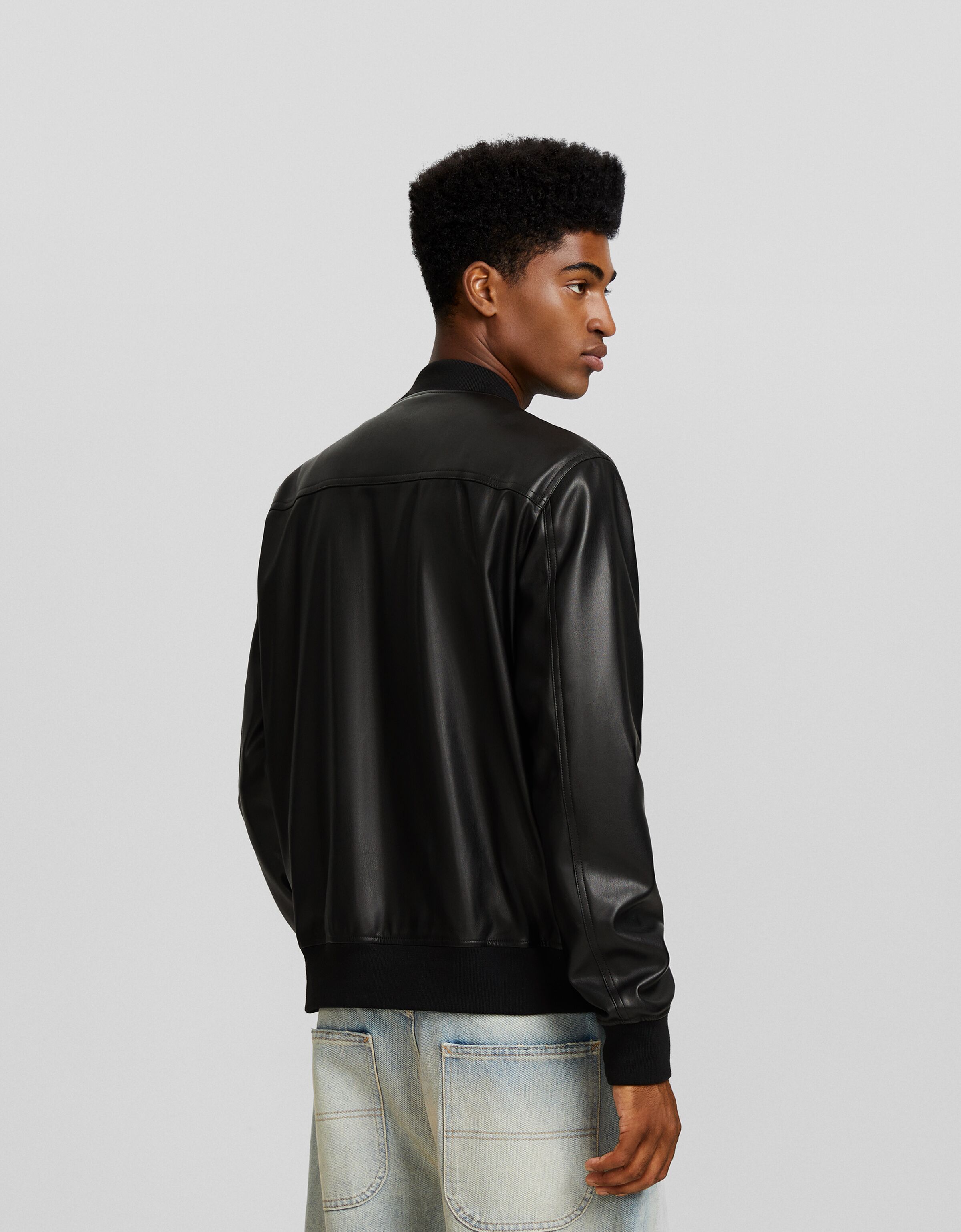 Blouson bomber en cuir synth tique