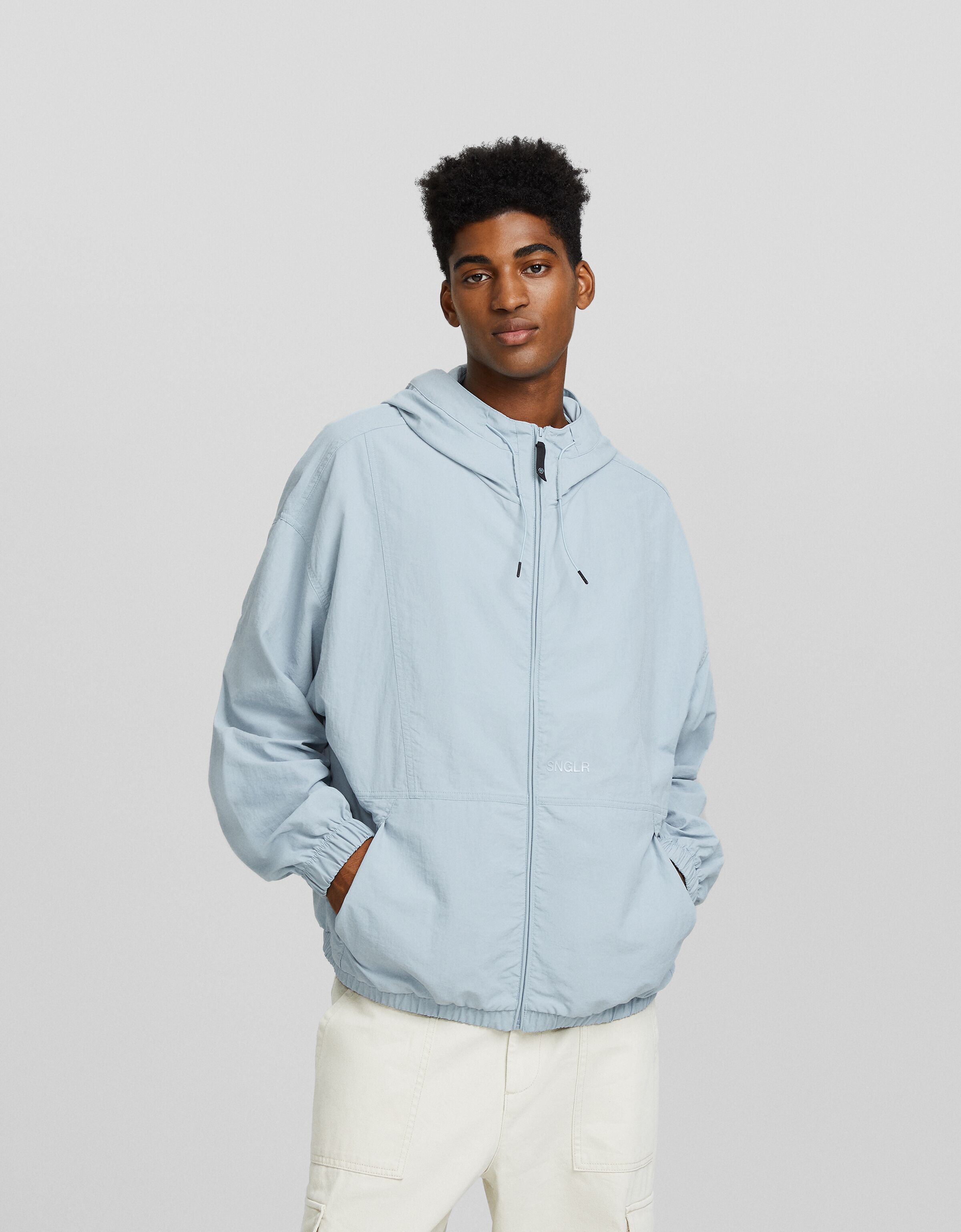 Lightweight nylon hoodie jacket - Jackets and coats - Men | Bershka