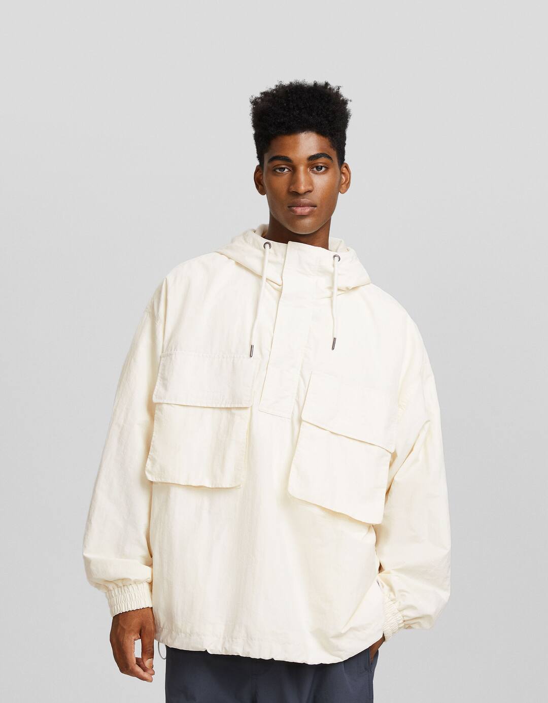 Oversize nylon blend hoodie jacket