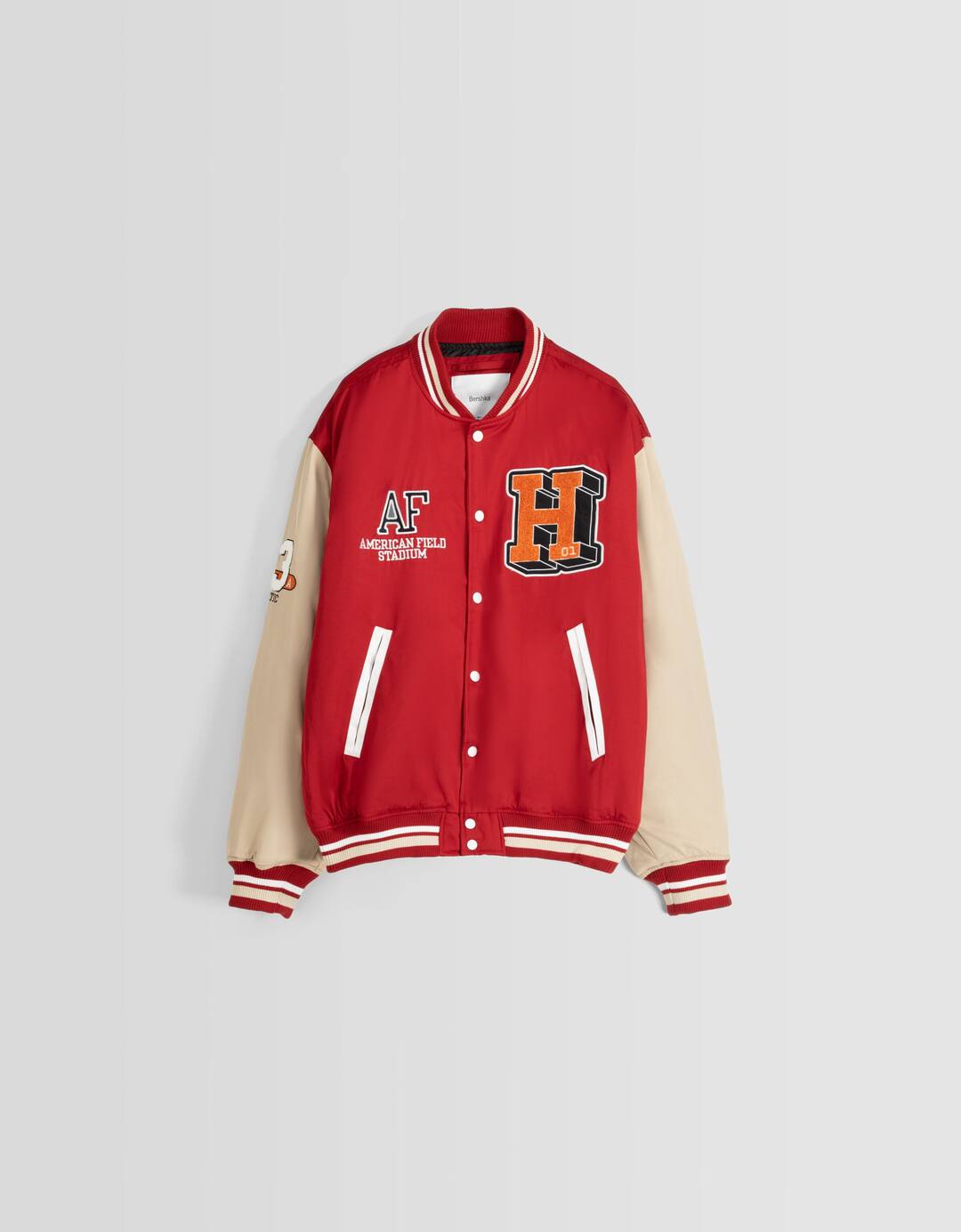 Puffer bomber jacket with patches