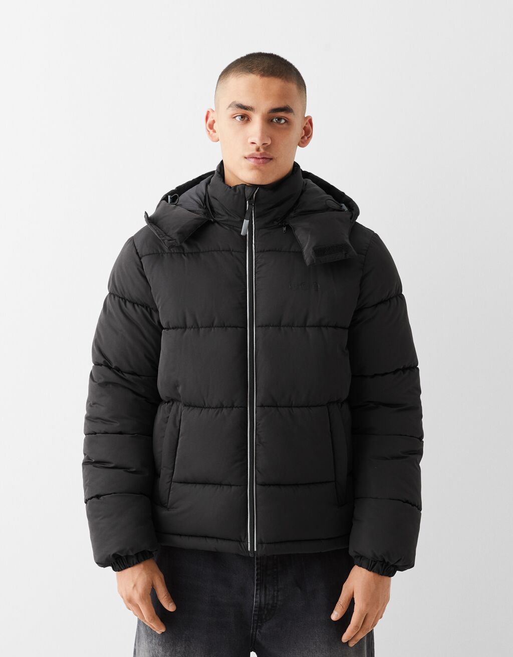 Puffer jacket with hood Men Bershka