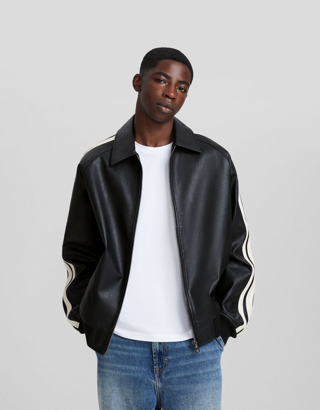 Bershka leather jacket mens hotsell