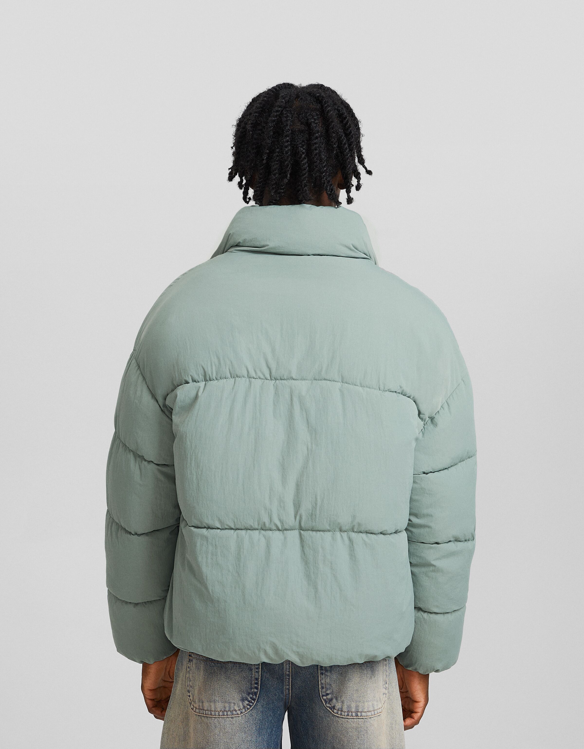 Bershka green puffer clearance jacket