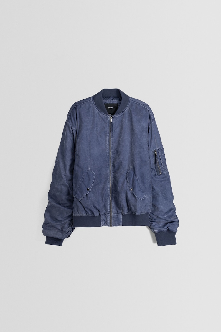 Bershka nylon utility jacket in blue