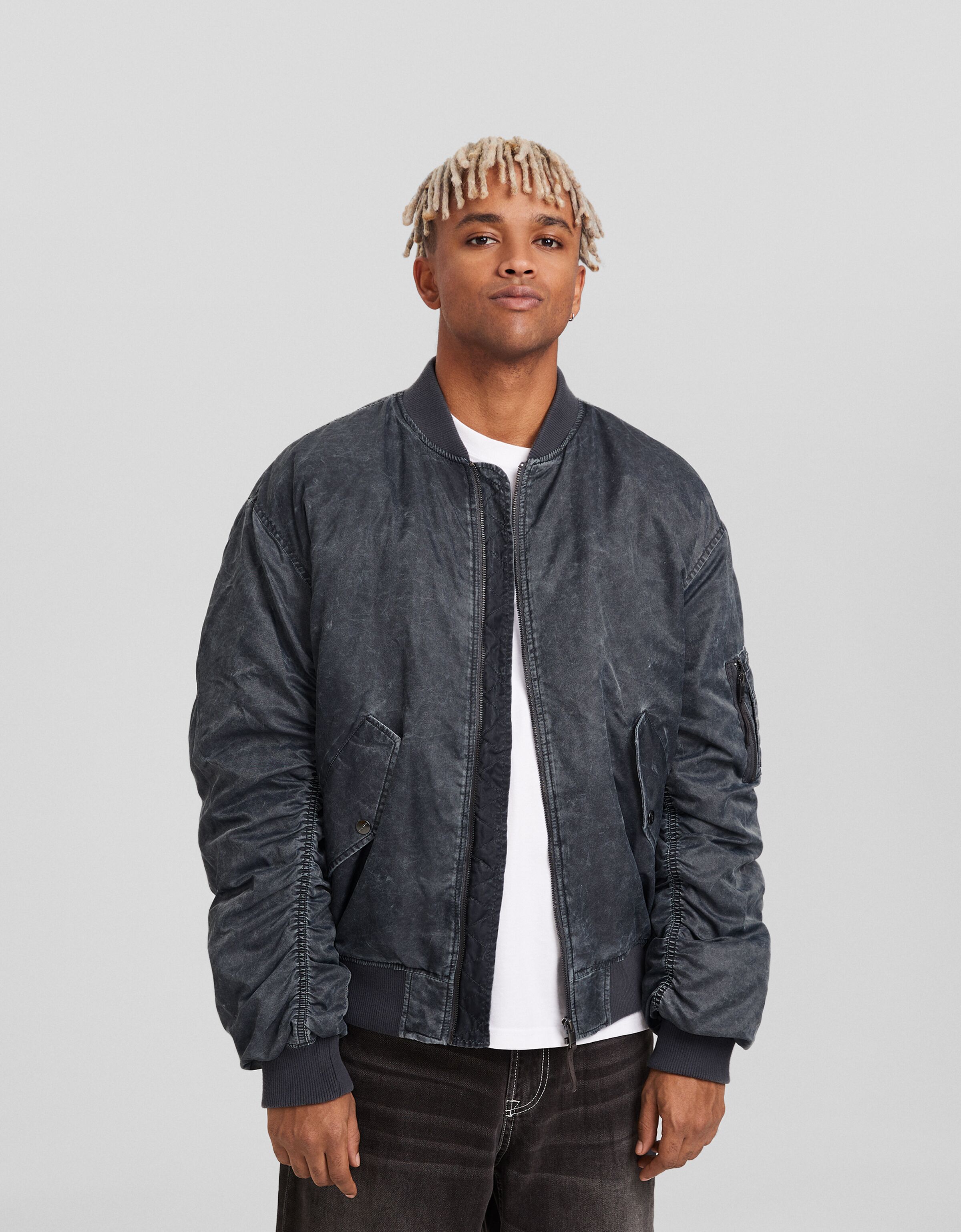 Bershka black outlet bomber jacket