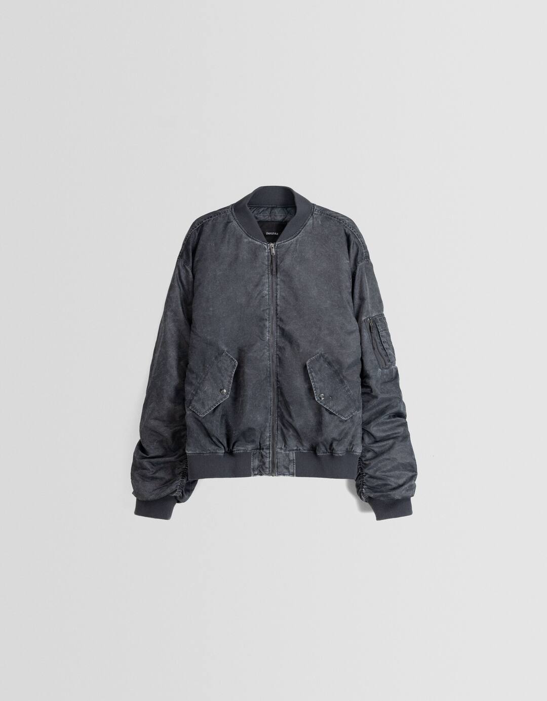 Faded nylon bomber jacket