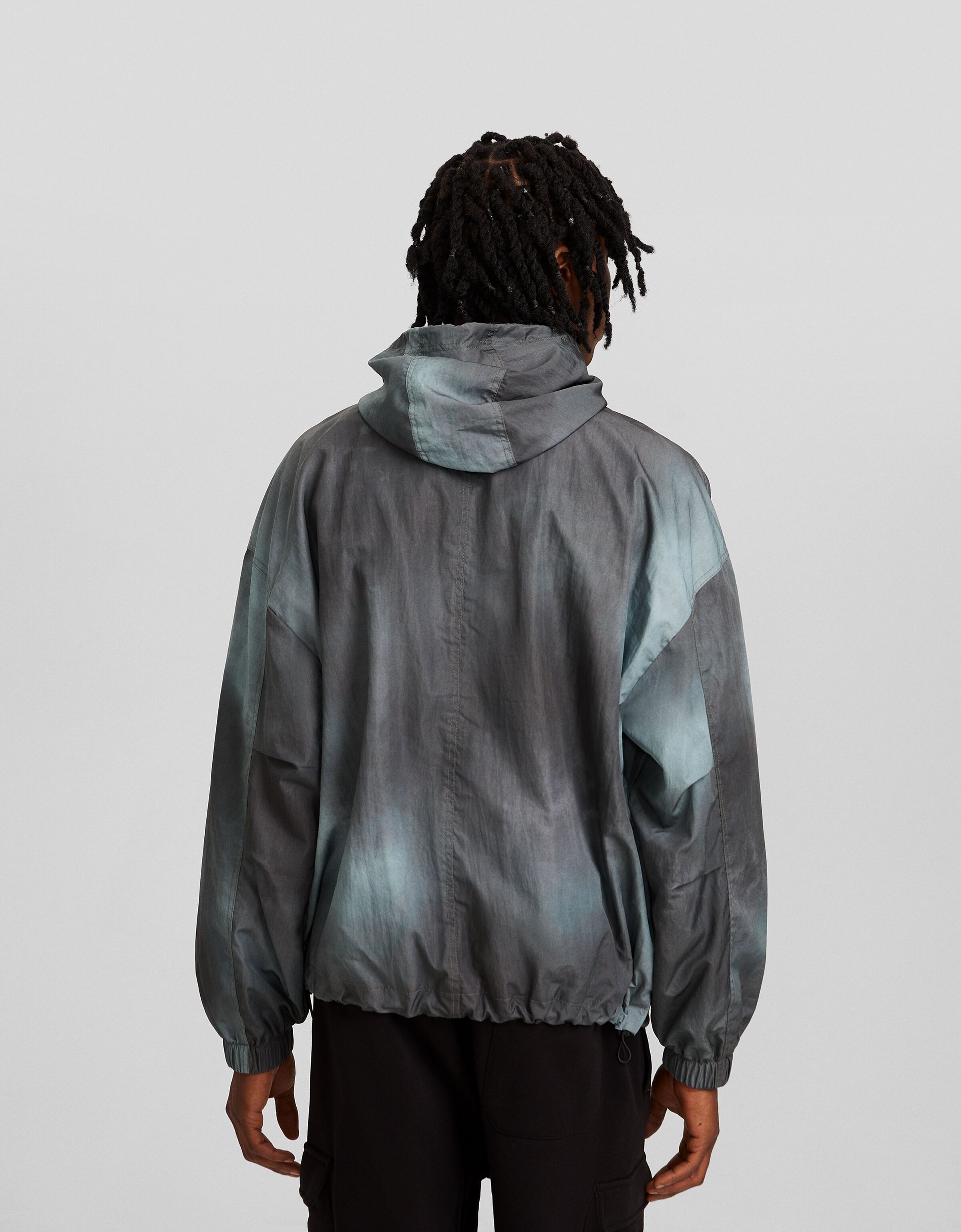 Lightweight nylon hooded print jacket