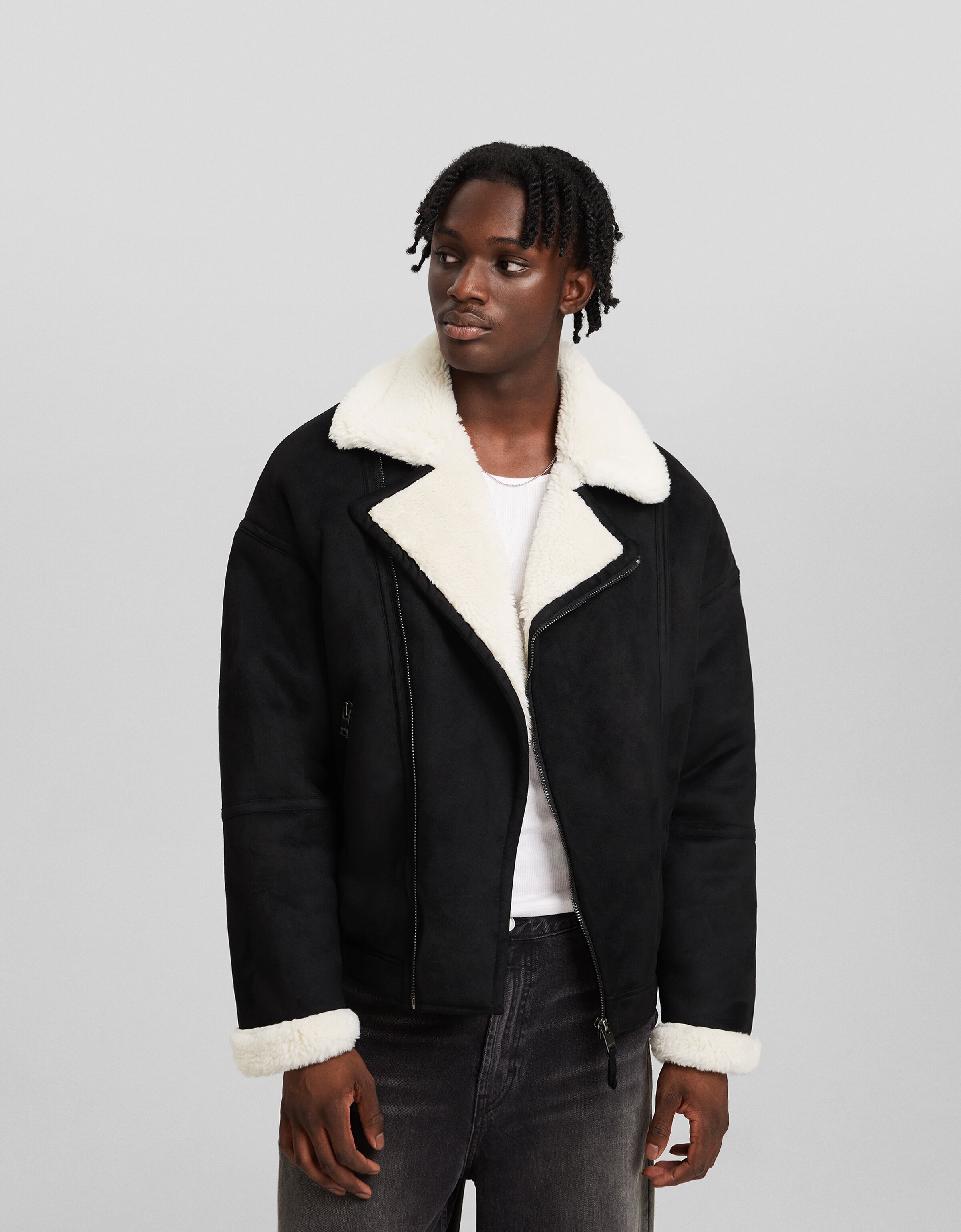 Double-faced faux suede jacket - Outerwear - Men | Bershka