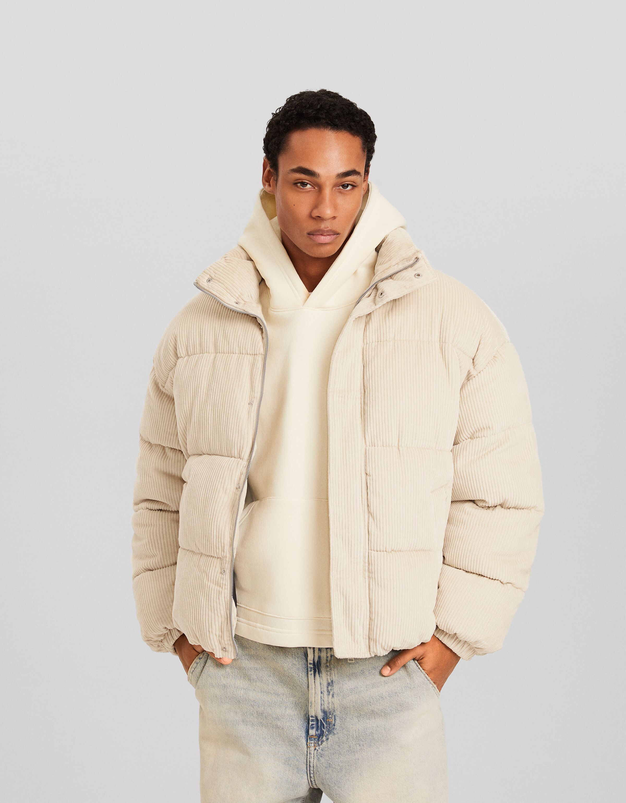 Corduroy online puffer jacket