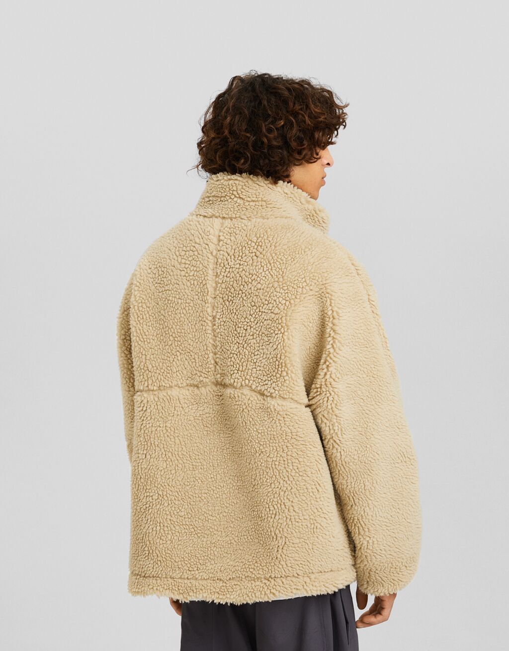 Bershka oversized deals faux shearling jacket