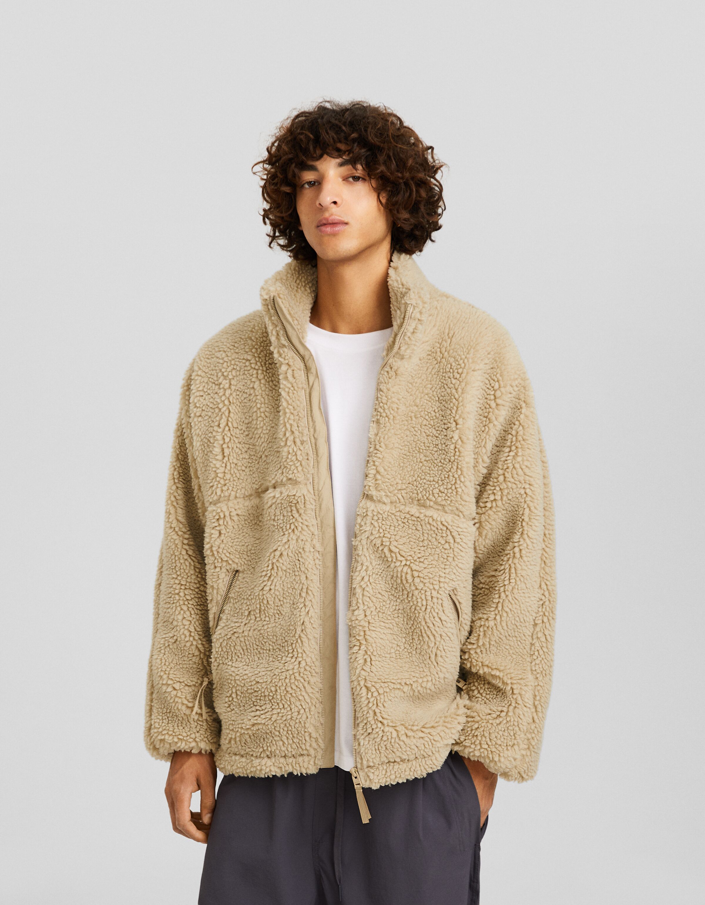 Bershka faux cheap shearling coat