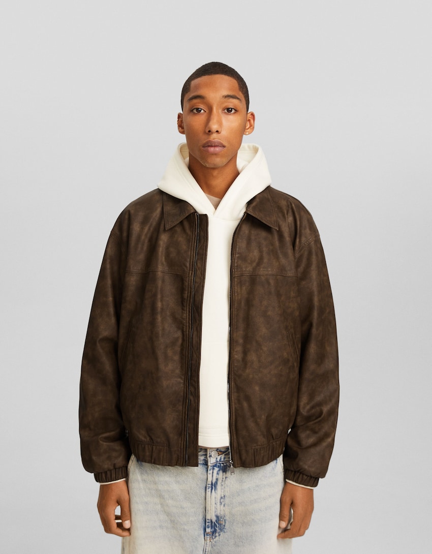 Distressed faux leather jacket - Jackets and coats - Men
