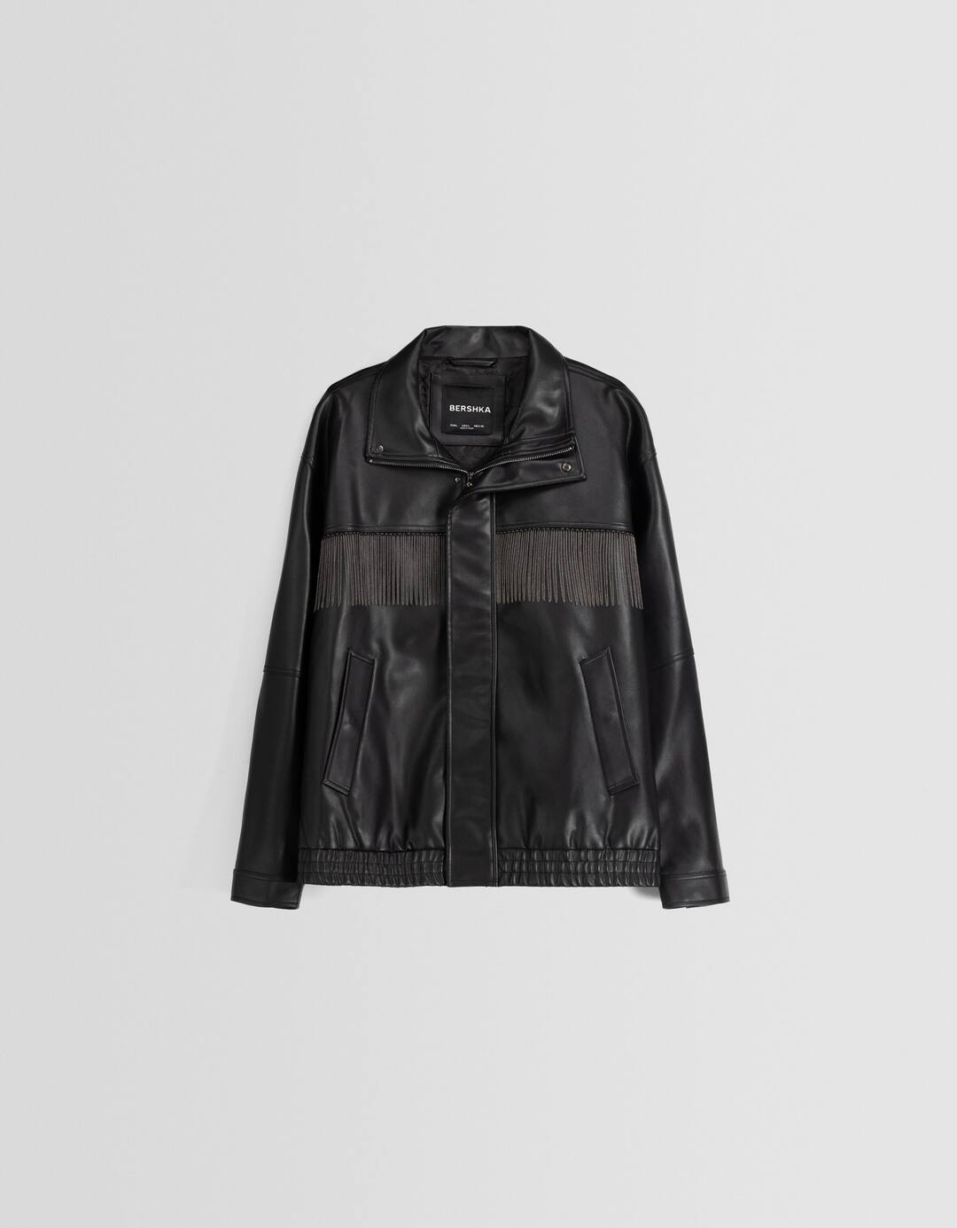 Leather effect jacket with fringing