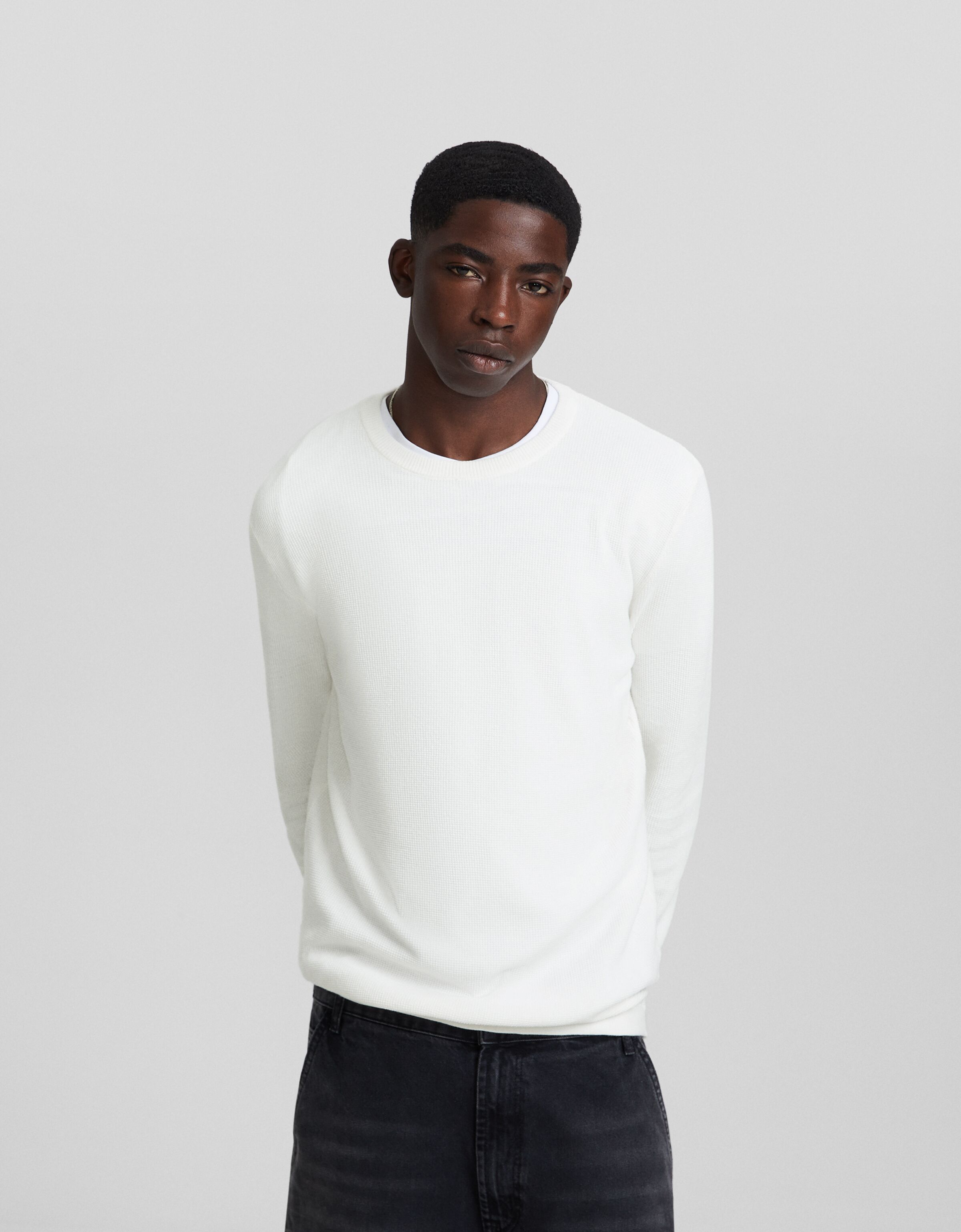 Mens white 2025 cotton sweater