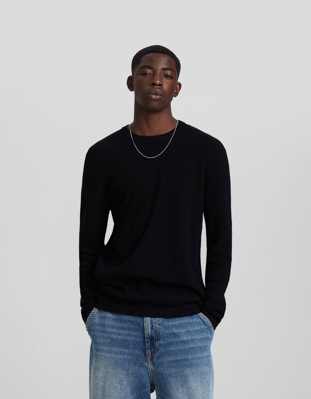 Textured cotton sweater