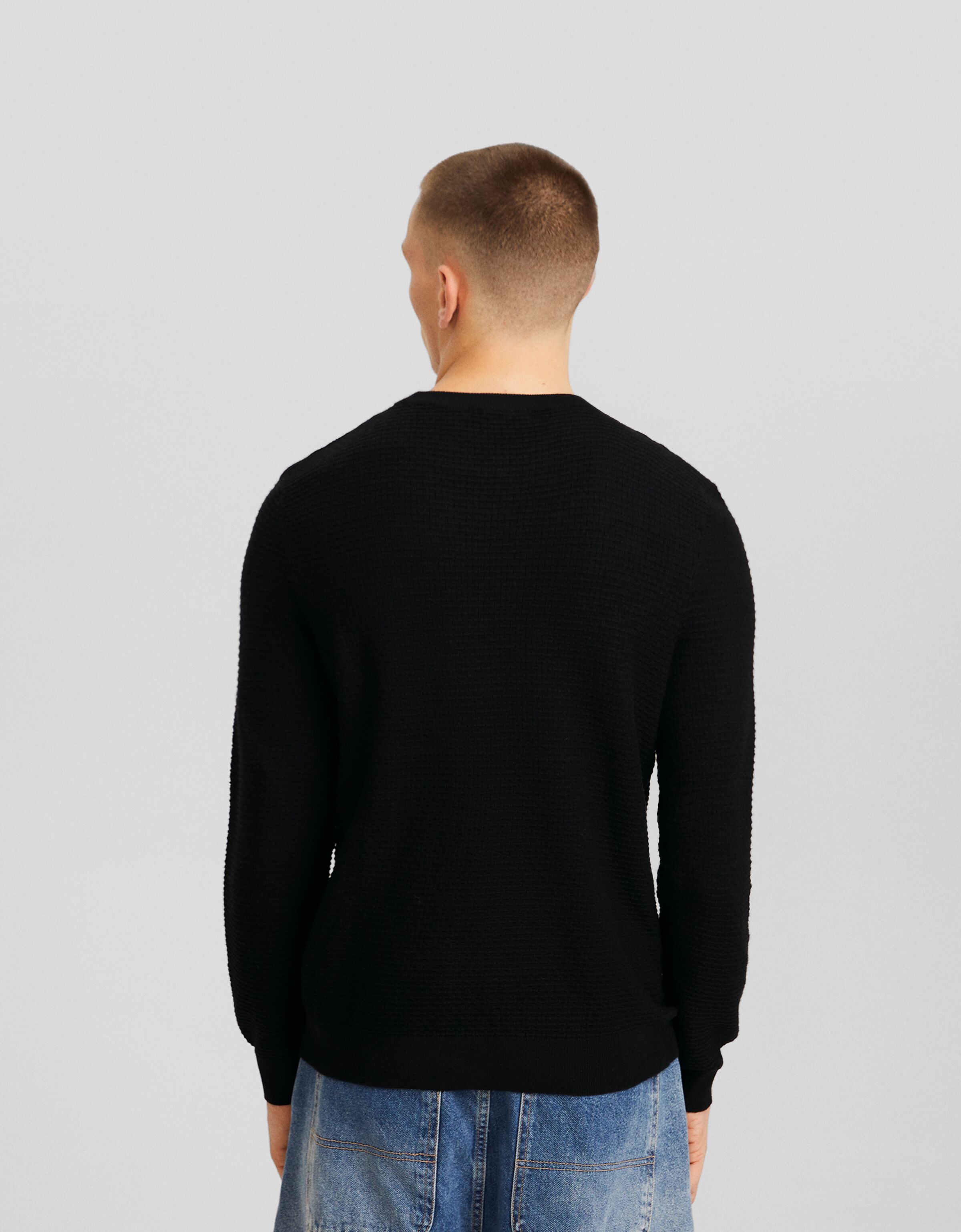Sweater with a textured weave-Black-1