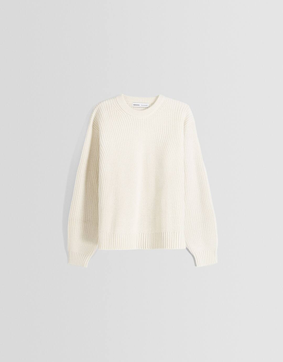 Jersey cuello redondo estructura con lana