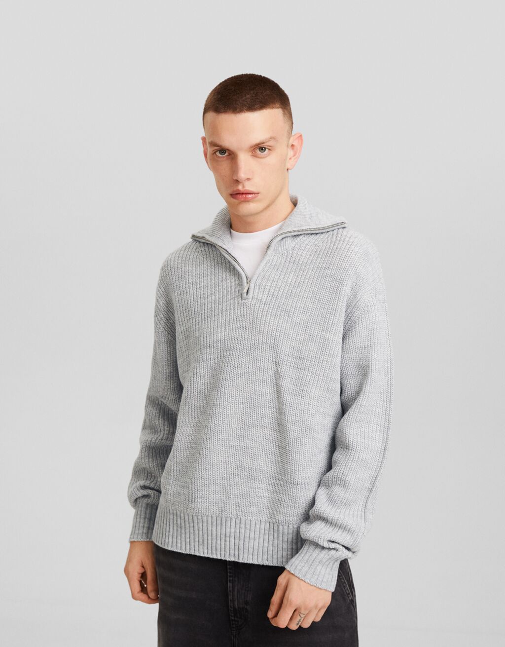 Pull col sales montant fermeture éclair