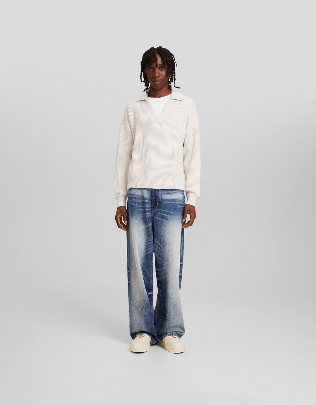 Maglia canneté collo a polo