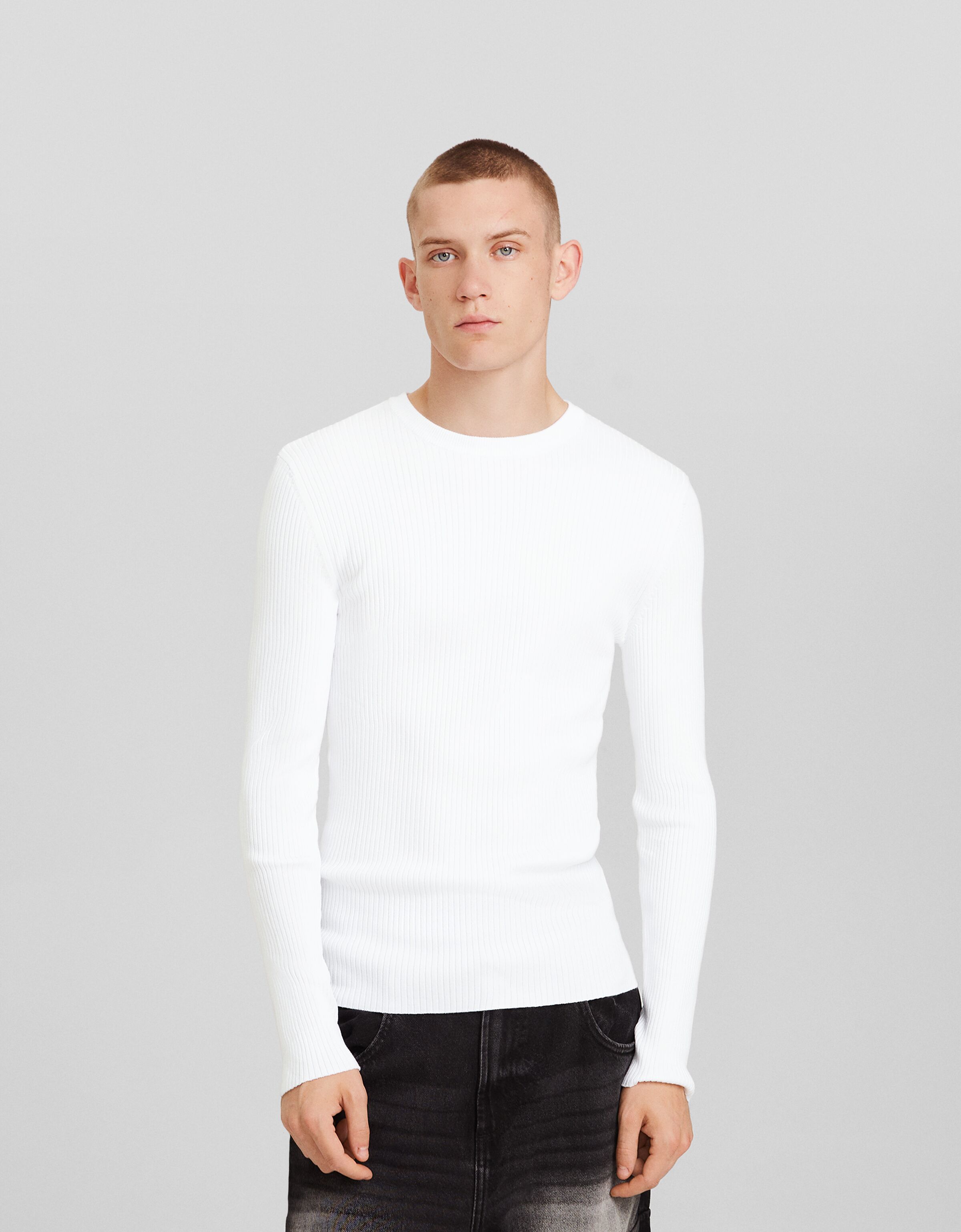 Textured ribbed sweater Sweaters and cardigans Men Bershka