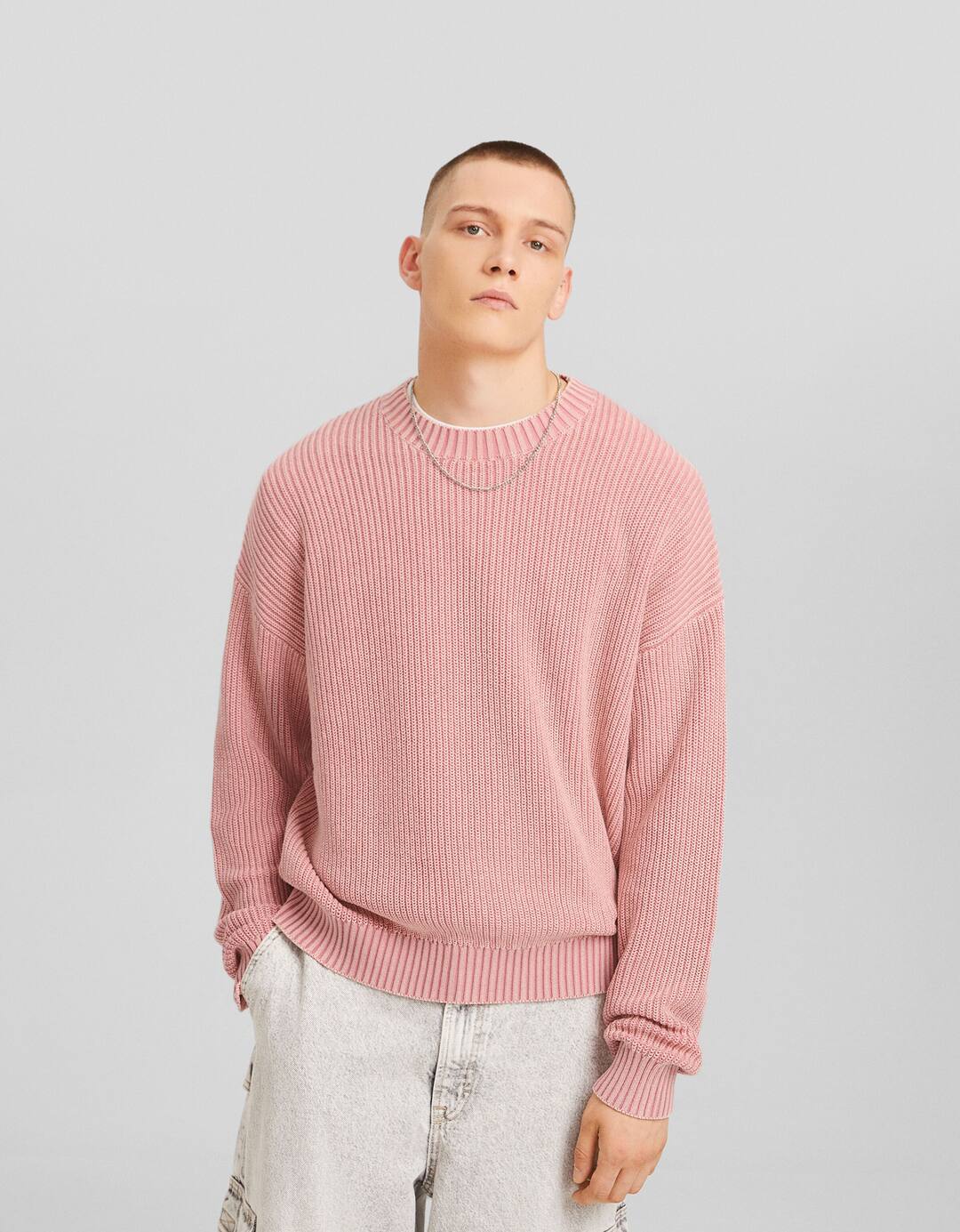 Faded-effect boxy-fit sweater