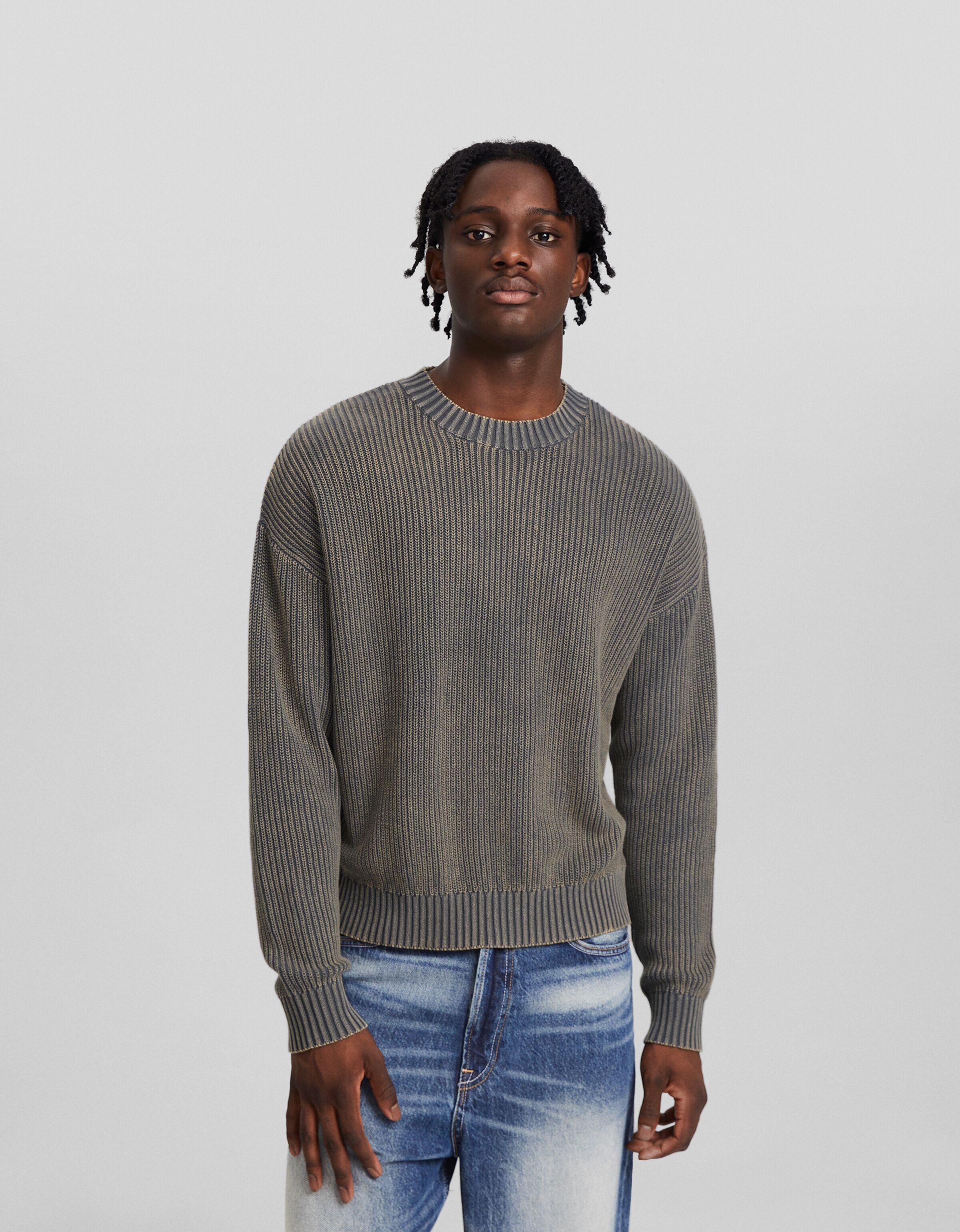 Grey on sale ribbed sweater