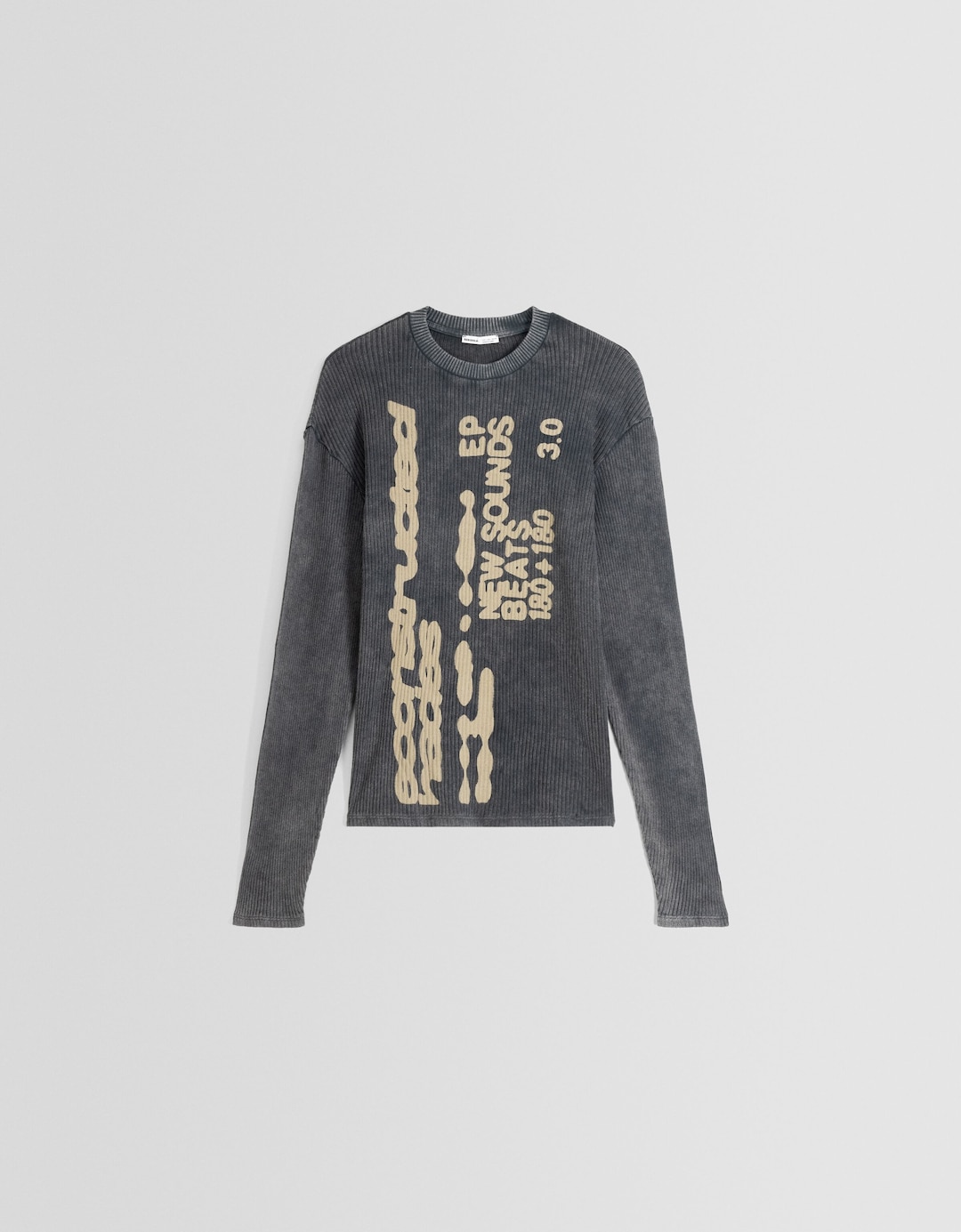 Maglia canneté effetto slavato stampa