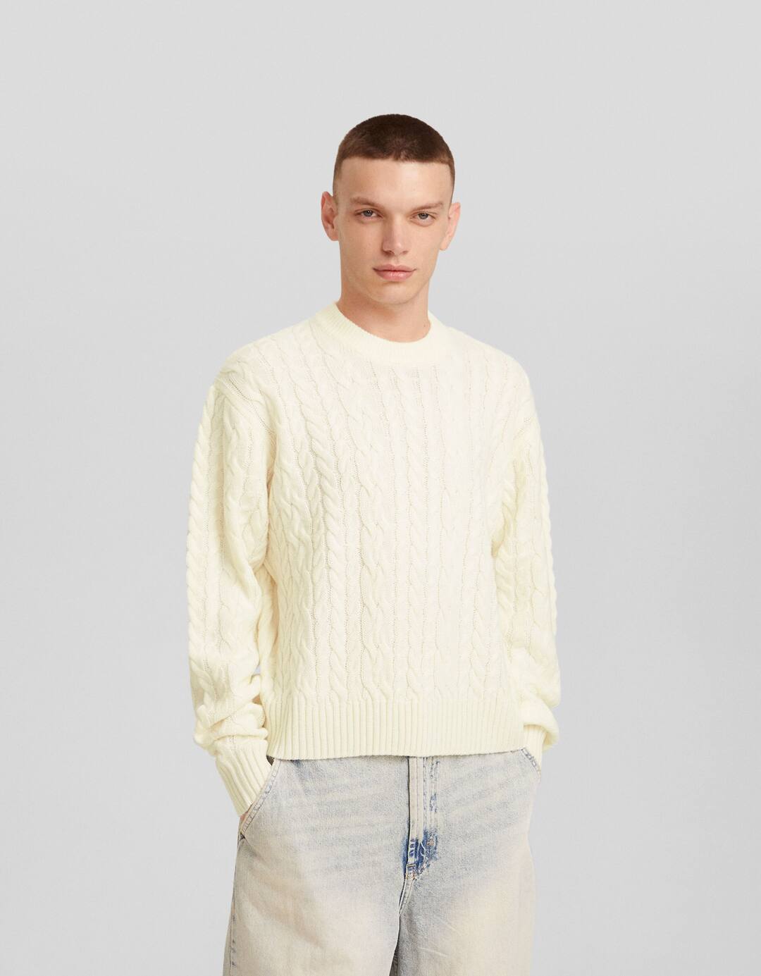 Textured cable-knit sweater