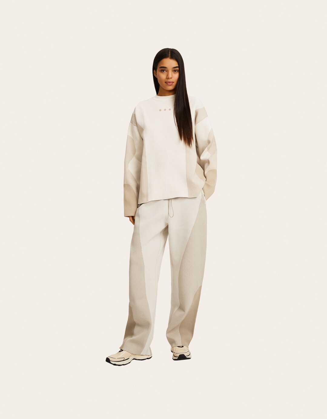 RAL7000STUDIO x BERSHKA contrast knit technical trousers with adjustable waistband