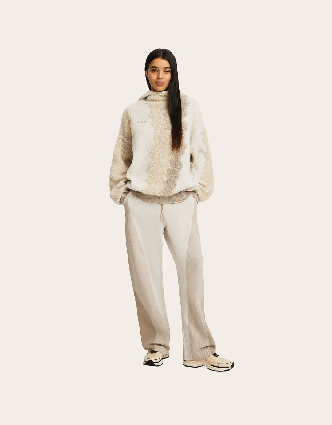 Pull RAL7000STUDIO x BERSHKA capuche texturé contrastant