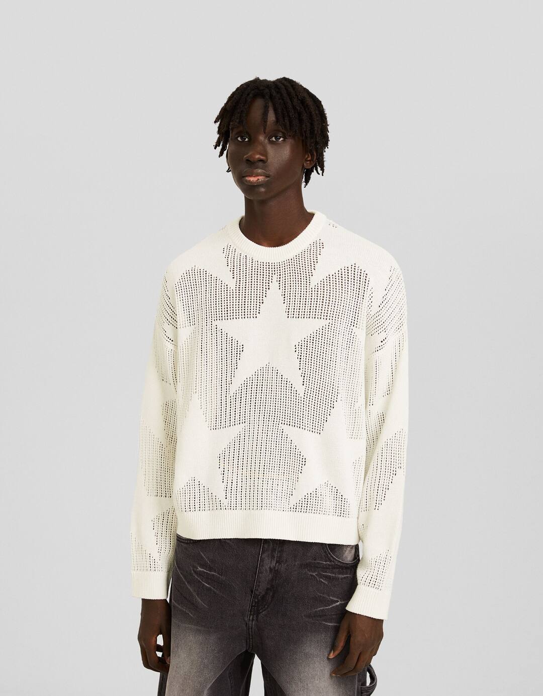 Textured openwork sweater