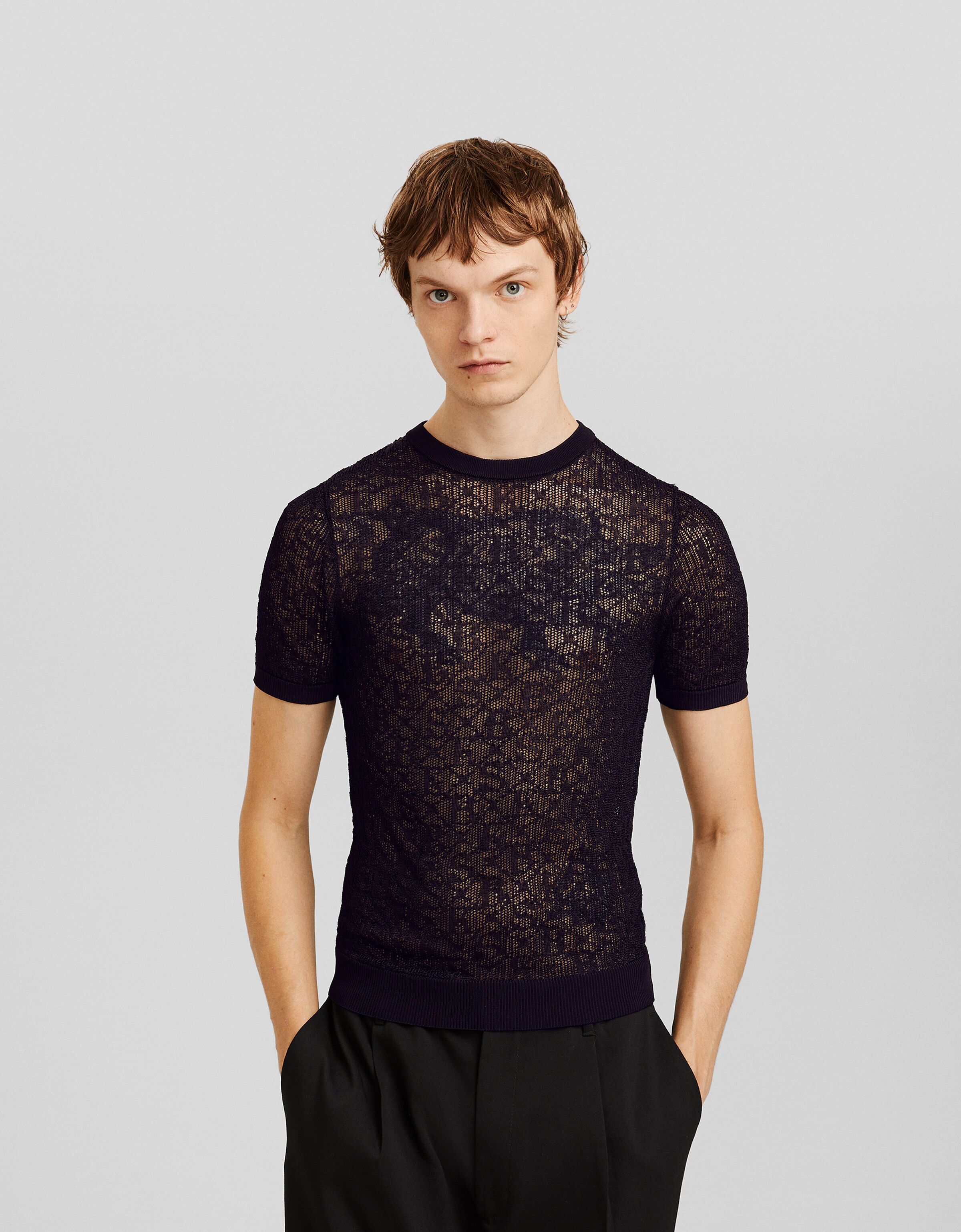 Mesh sweater mens sale