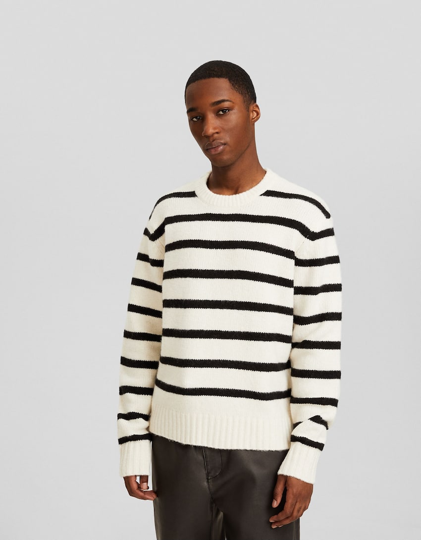 Striped boxy fit sweater - Men | Bershka