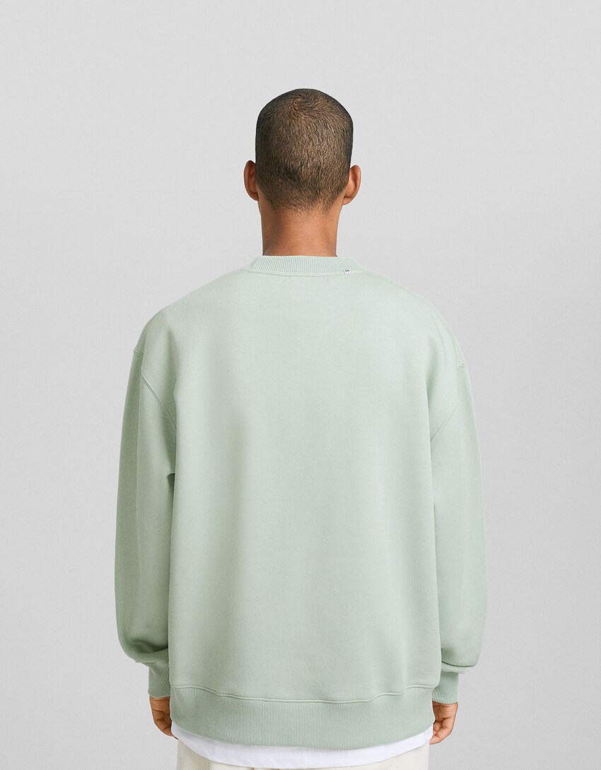 Bluza z okrągłym dekoltem-Zielony-1