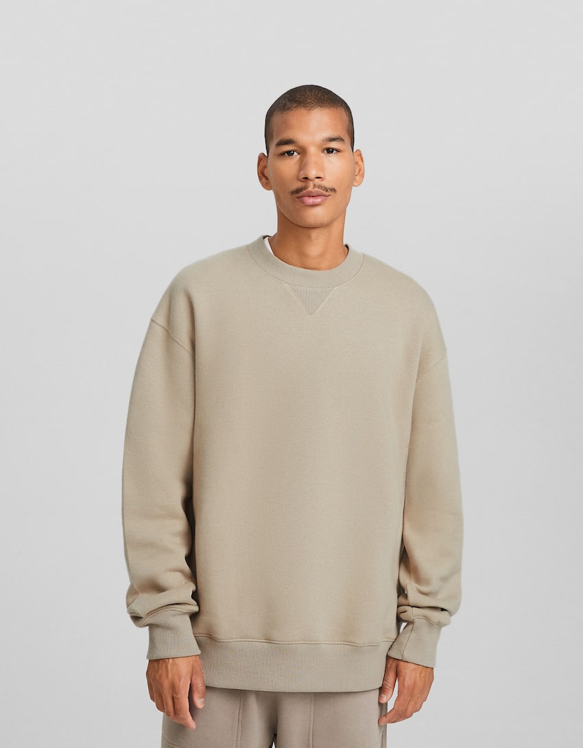 Crew neck sweatshirt-Camel-0