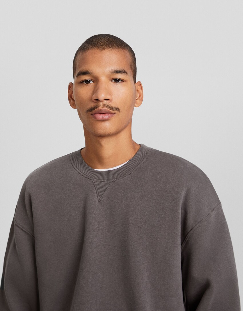 Sweatshirt mit Rundausschnitt-Grau-2