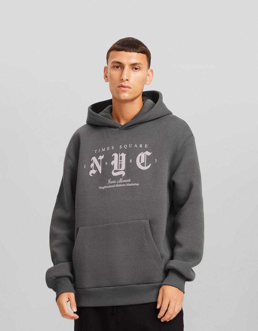 Oversize New York City print hoodie