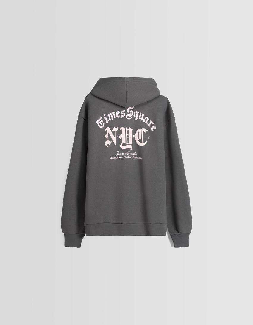 Oversize New York City print hoodie-Grey-5