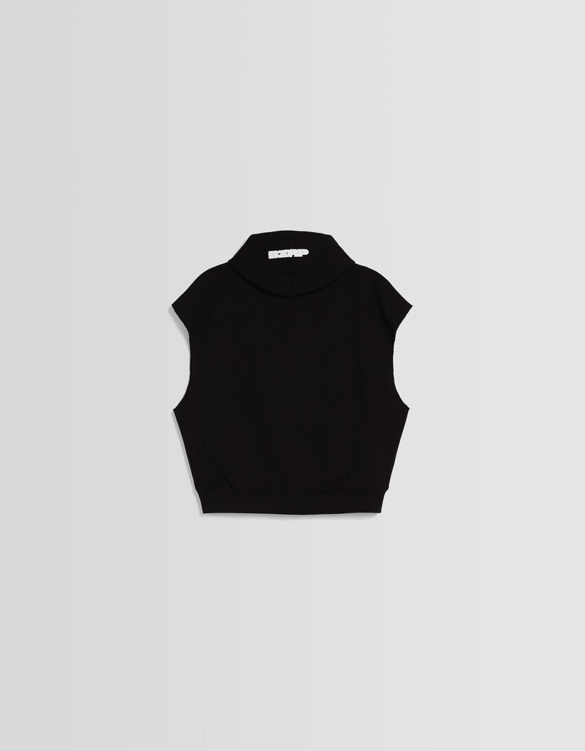 BERSHKA i BIZARRAP – bluza bez rękawów, zdobiona cyrkoniami-Czarny-6