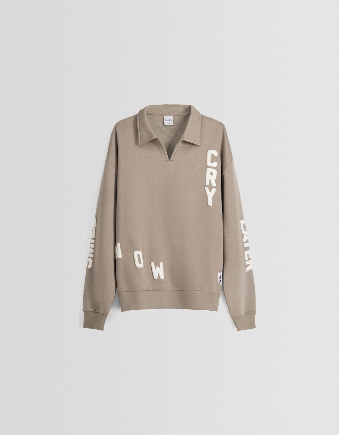 Sweatshirt mit Polo-Kragen und Print