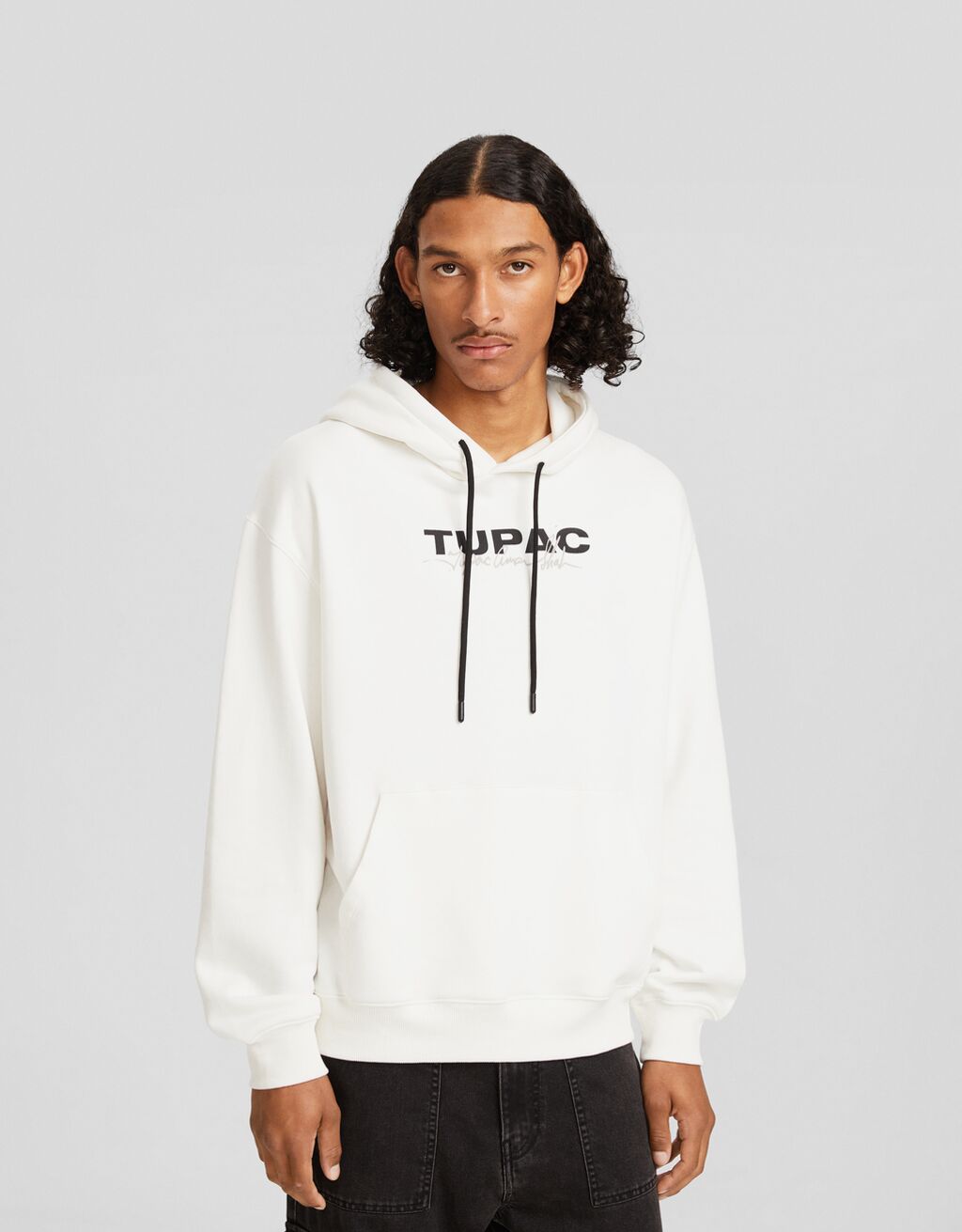 Tupac print hoodie Men Bershka