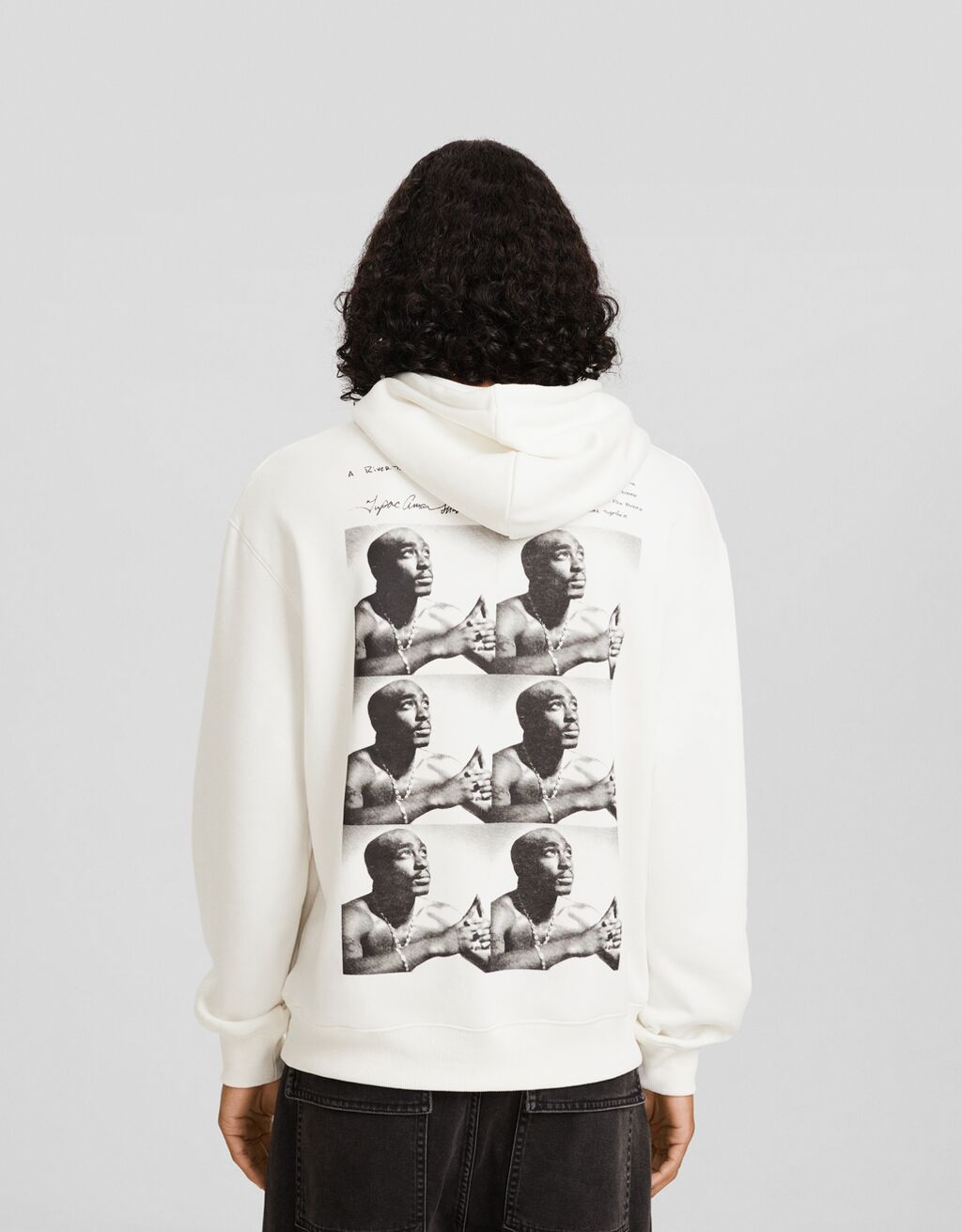 Tupac print hoodie Men Bershka