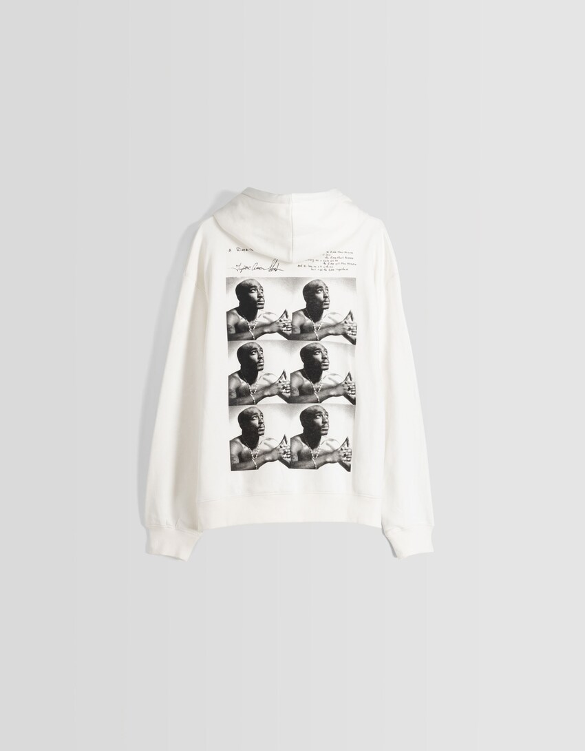 Sudadera Tupac capucha print-Blanco-5